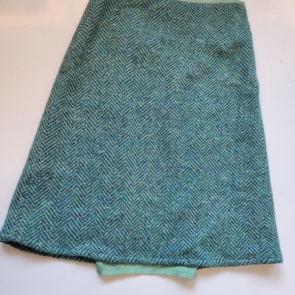 Judith par Judith Lacroix Wool Blend Tweed Green Skirt Size 4 - Picture 8 of 8